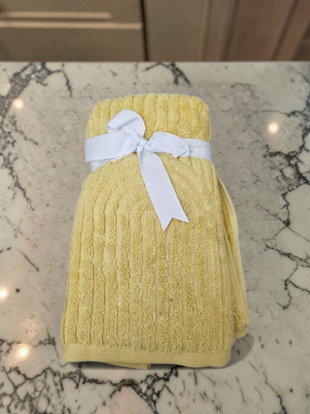 Kindlier Cotton Hand Towels New Textured Solid Yellow